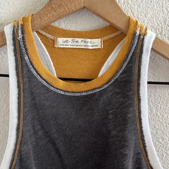 Free People We the Free Colorblock Racerback Fitted Tank Shirt XS - Picture 3 of 7